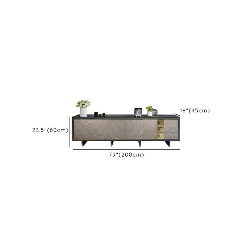 Glass TV Stand Console Enclosed Storage TV Console with 3 Drawers Clearhalo 'furn' 'furn_tv_stands_entertainment_centers' 'Furniture' 'Living Room Furniture' 'TV Stands & Entertainment Centers' 'TV Stands & Media Storage Furniture' 'tv_stands_entertainment_centers' 6822179