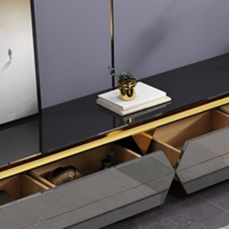 Glass TV Stand Console Enclosed Storage TV Console with Drawers Clearhalo 'furn' 'furn_tv_stands_entertainment_centers' 'Furniture' 'Living Room Furniture' 'TV Stands & Entertainment Centers' 'TV Stands & Media Storage Furniture' 'tv_stands_entertainment_centers' 6822208