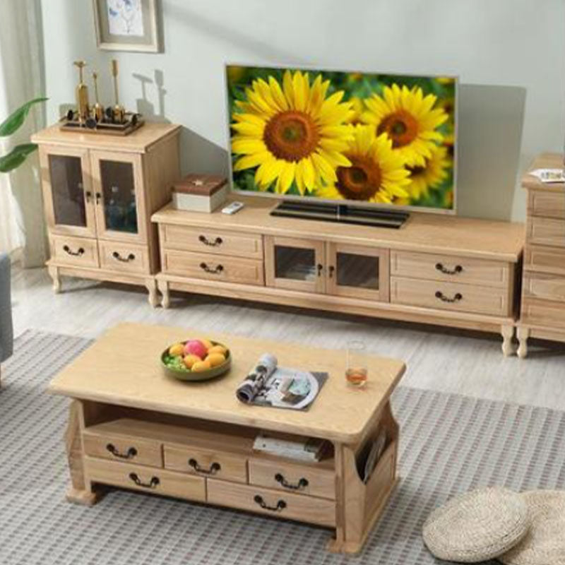 Wooden TV Stand Console Enclosed Storage TV Console with Drawers Clearhalo 'furn' 'furn_tv_stands_entertainment_centers' 'Furniture' 'Living Room Furniture' 'TV Stands & Entertainment Centers' 'TV Stands & Media Storage Furniture' 'tv_stands_entertainment_centers' 6822231