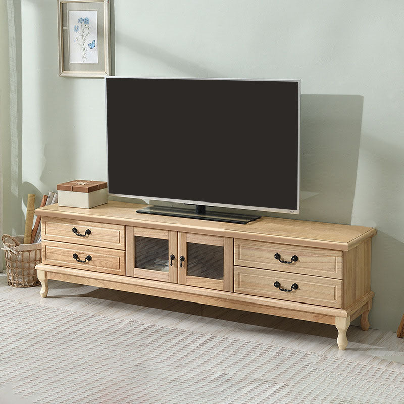 Wooden TV Stand Console Enclosed Storage TV Console with Drawers 47"L x 16"W x 20"H Natural Clearhalo 'furn' 'furn_tv_stands_entertainment_centers' 'Furniture' 'Living Room Furniture' 'TV Stands & Entertainment Centers' 'TV Stands & Media Storage Furniture' 'tv_stands_entertainment_centers' 6822234