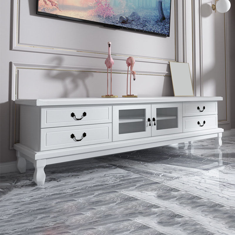 Wooden TV Stand Console Enclosed Storage TV Console with Drawers 47"L x 16"W x 20"H White Clearhalo 'furn' 'furn_tv_stands_entertainment_centers' 'Furniture' 'Living Room Furniture' 'TV Stands & Entertainment Centers' 'TV Stands & Media Storage Furniture' 'tv_stands_entertainment_centers' 6822238