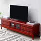 Wooden TV Stand Console Enclosed Storage TV Console with Drawers 79"L x 16"W x 20"H Burgundy Clearhalo 'furn' 'furn_tv_stands_entertainment_centers' 'Furniture' 'Living Room Furniture' 'TV Stands & Entertainment Centers' 'TV Stands & Media Storage Furniture' 'tv_stands_entertainment_centers' 6822240