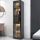 Contemporary Display Stand Faux Wood Storage Cabinet with Lighting 16"L x 16"W x 79"H Black-Gray Clearhalo 'Display & China Cabinets' 'display_china_cabinets' 'furn' 'furn_display_china_cabinets' 'Furniture' 'Kitchen & Dining Furniture' 6822309