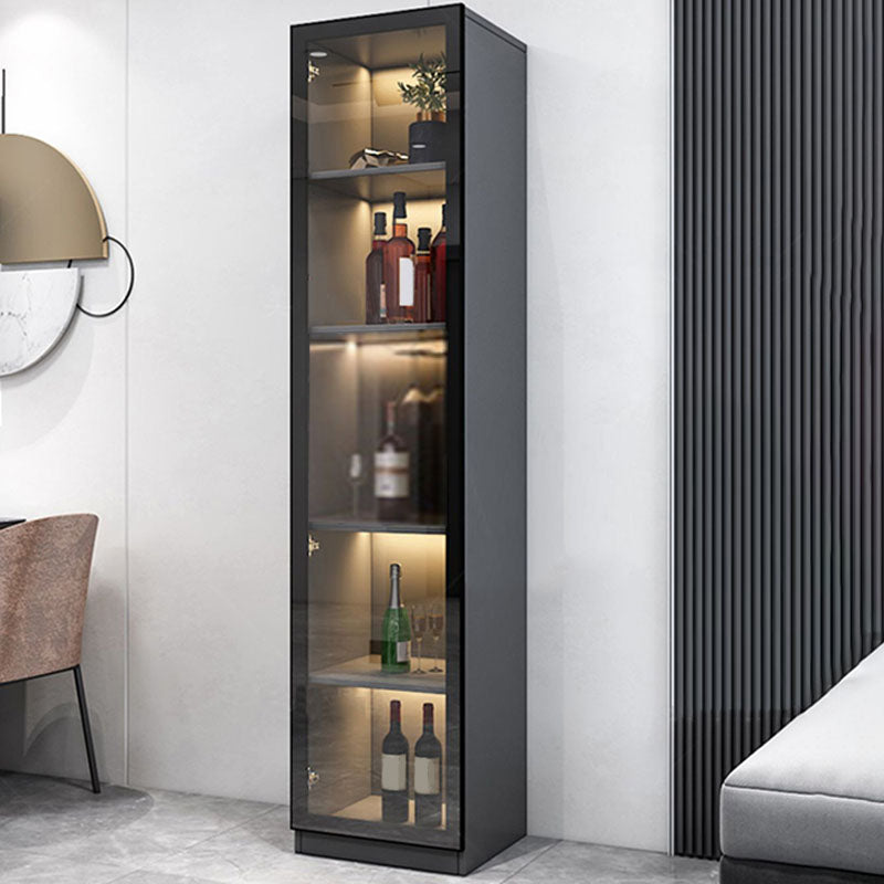 Contemporary Display Stand Faux Wood Storage Cabinet with Lighting 16"L x 16"W x 79"H Black Clearhalo 'Display & China Cabinets' 'display_china_cabinets' 'furn' 'furn_display_china_cabinets' 'Furniture' 'Kitchen & Dining Furniture' 6822310