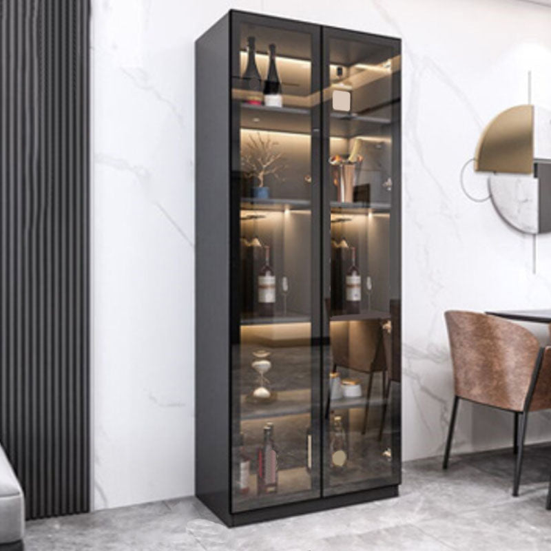 Contemporary Display Stand Faux Wood Storage Cabinet with Lighting 31"L x 16"W x 79"H Black Clearhalo 'Display & China Cabinets' 'display_china_cabinets' 'furn' 'furn_display_china_cabinets' 'Furniture' 'Kitchen & Dining Furniture' 6822314