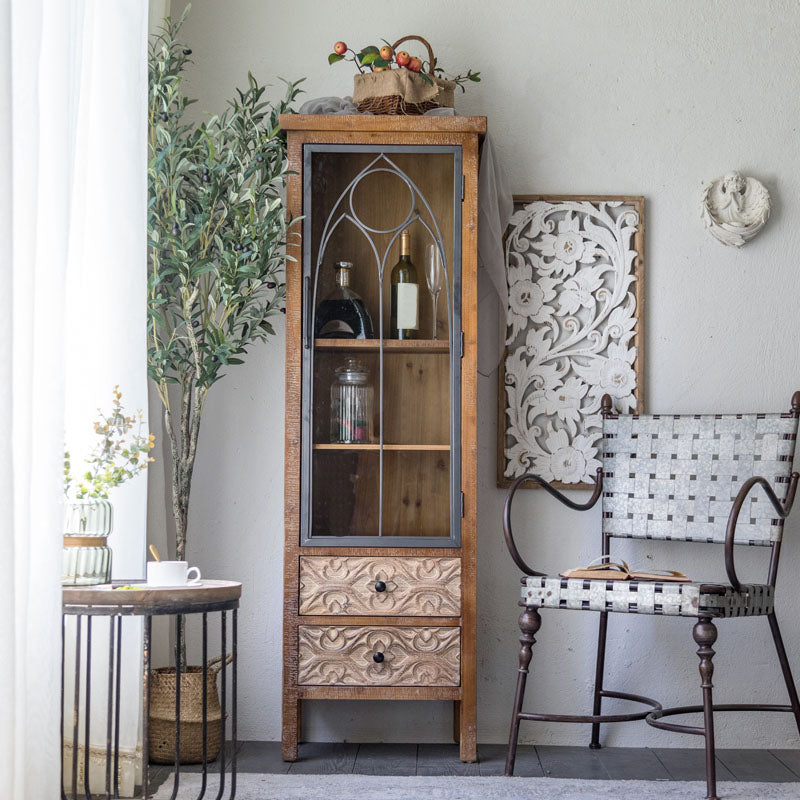 Tradizionale in legno in legno in legno portainteri di stoccaggio in vetro per sala da pranzo