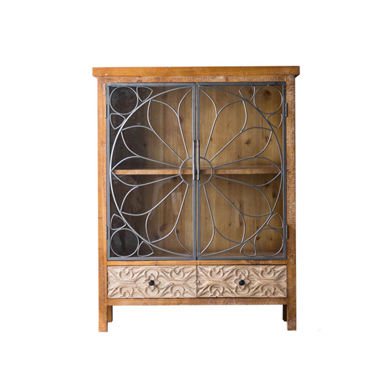 Tradizionale in legno in legno in legno portainteri di stoccaggio in vetro per sala da pranzo