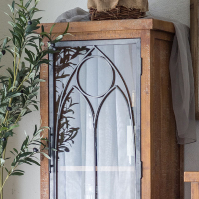 Tradizionale in legno in legno in legno portainteri di stoccaggio in vetro per sala da pranzo