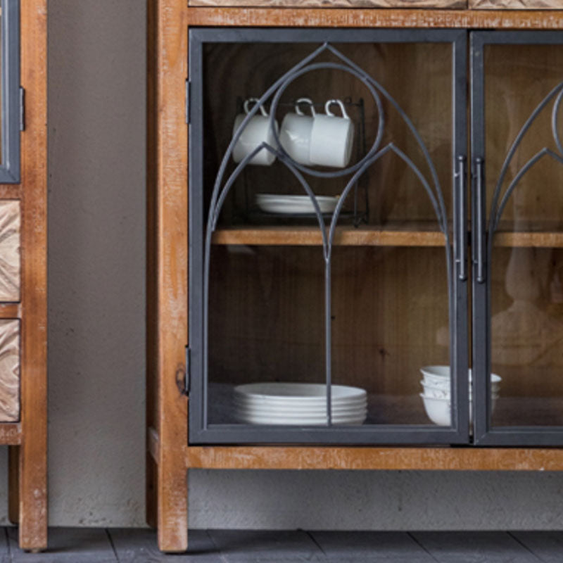 Tradizionale in legno in legno in legno portainteri di stoccaggio in vetro per sala da pranzo