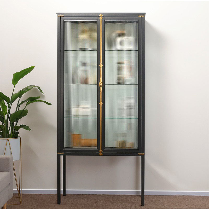 Modern Curio Cabinet Metal Glass Doors Storage Cabinet with Lighting https: res.litfad.com site img item 2022 11 16 6822378 1200x1200.jpg Vertical Glass Clearhalo 'Display & China Cabinets' 'display_china_cabinets' 'furn' 'furn_display_china_cabinets' 'Furniture' 'Kitchen & Dining Furniture' 6822372