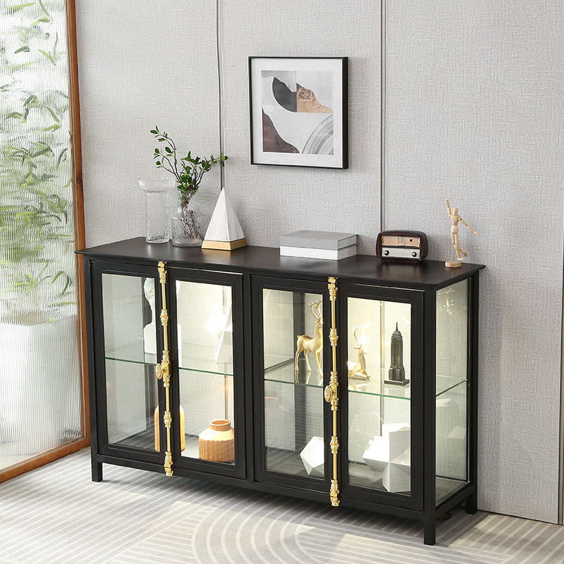 Modern Curio Cabinet Metal Glass Doors Storage Cabinet with Lighting https: res.litfad.com site img item 2022 11 26 6822373 1200x1200.jpg Transparent Glass Clearhalo 'Display & China Cabinets' 'display_china_cabinets' 'furn' 'furn_display_china_cabinets' 'Furniture' 'Kitchen & Dining Furniture' 6822373
