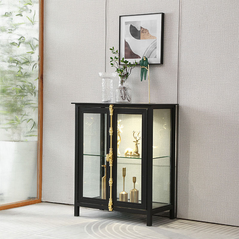 Modern Curio Cabinet Metal Glass Doors Storage Cabinet with Lighting https: res.litfad.com site img item 2022 11 01 6822375 1200x1200.jpg Transparent Glass Clearhalo 'Display & China Cabinets' 'display_china_cabinets' 'furn' 'furn_display_china_cabinets' 'Furniture' 'Kitchen & Dining Furniture' 6822375