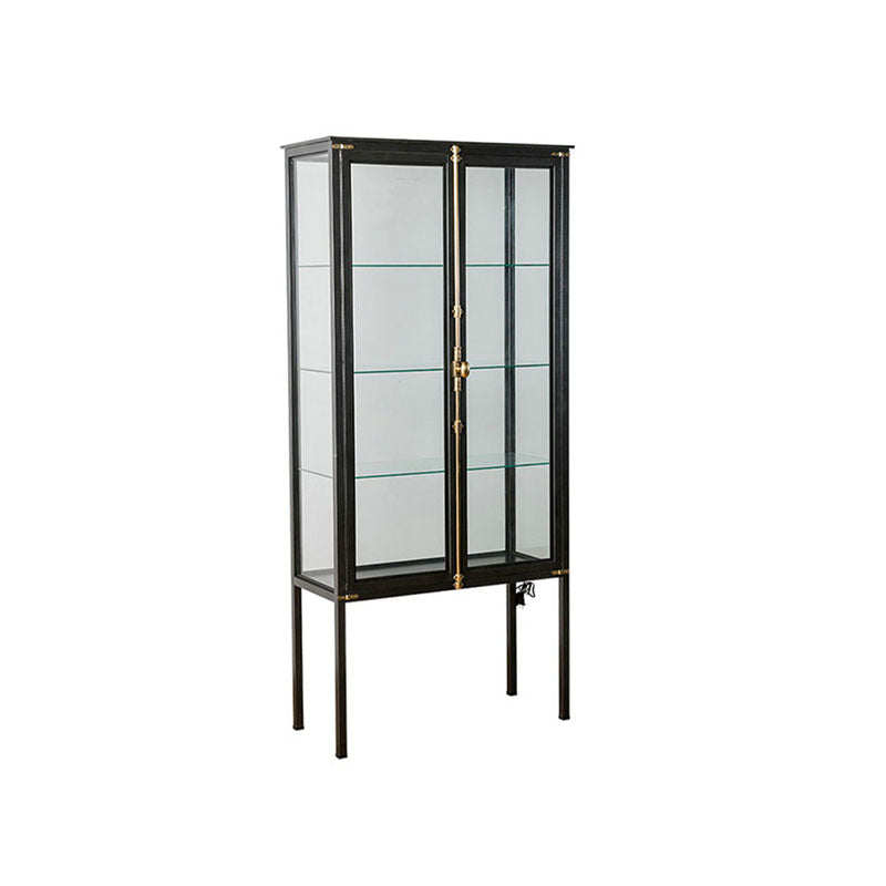 Modern Curio Cabinet Metal Glass Doors Storage Cabinet with Lighting https: res.litfad.com site img item 2022 11 16 6822378 1200x1200.jpg Transparent Glass Clearhalo 'Display & China Cabinets' 'display_china_cabinets' 'furn' 'furn_display_china_cabinets' 'Furniture' 'Kitchen & Dining Furniture' 6822378