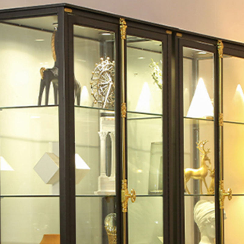 Modern Curio Cabinet Metal Glass Doors Storage Cabinet with Lighting Clearhalo 'Display & China Cabinets' 'display_china_cabinets' 'furn' 'furn_display_china_cabinets' 'Furniture' 'Kitchen & Dining Furniture' 6822381