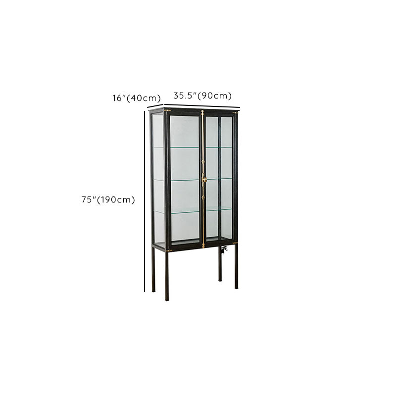 Modern Curio Cabinet Metal Glass Doors Storage Cabinet with Lighting Clearhalo 'Display & China Cabinets' 'display_china_cabinets' 'furn' 'furn_display_china_cabinets' 'Furniture' 'Kitchen & Dining Furniture' 6822382