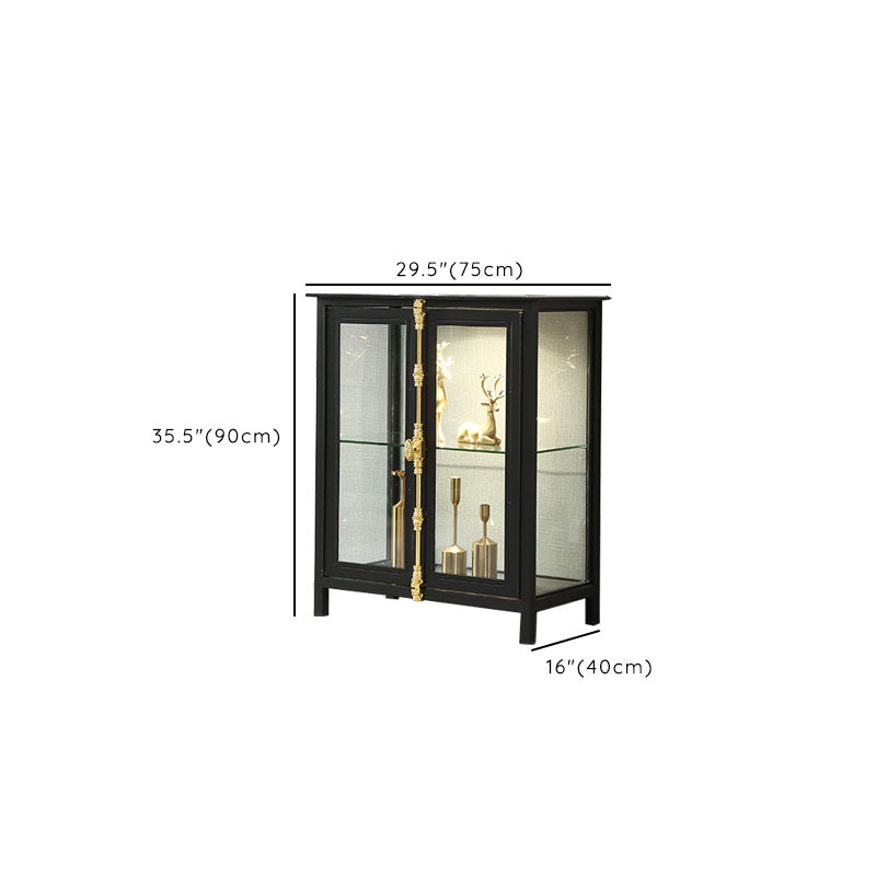 Modern Curio Cabinet Metal Glass Doors Storage Cabinet with Lighting Clearhalo 'Display & China Cabinets' 'display_china_cabinets' 'furn' 'furn_display_china_cabinets' 'Furniture' 'Kitchen & Dining Furniture' 6822383
