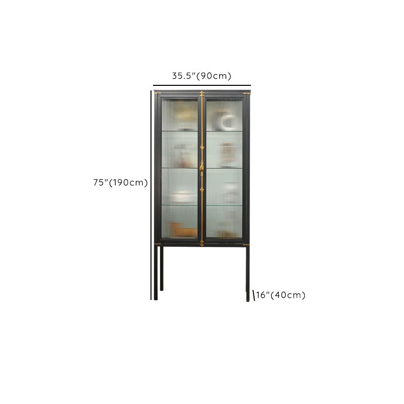 Modern Curio Cabinet Metal Glass Doors Storage Cabinet with Lighting Clearhalo 'Display & China Cabinets' 'display_china_cabinets' 'furn' 'furn_display_china_cabinets' 'Furniture' 'Kitchen & Dining Furniture' 6822386
