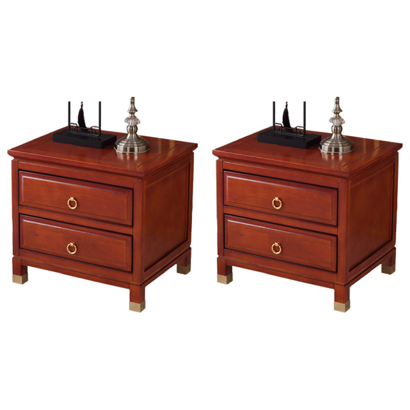 Traditional Accent Table Nightstand Antique Finish Drawer Storage Bed Nightstand 20"L x 17"W x 19"H Medium Wood 2 Piece Set Clearhalo 'Bedroom Furniture' 'furn' 'furn_night_stand' 'Furniture' 'night_stand' 'Nightstands' 6822564