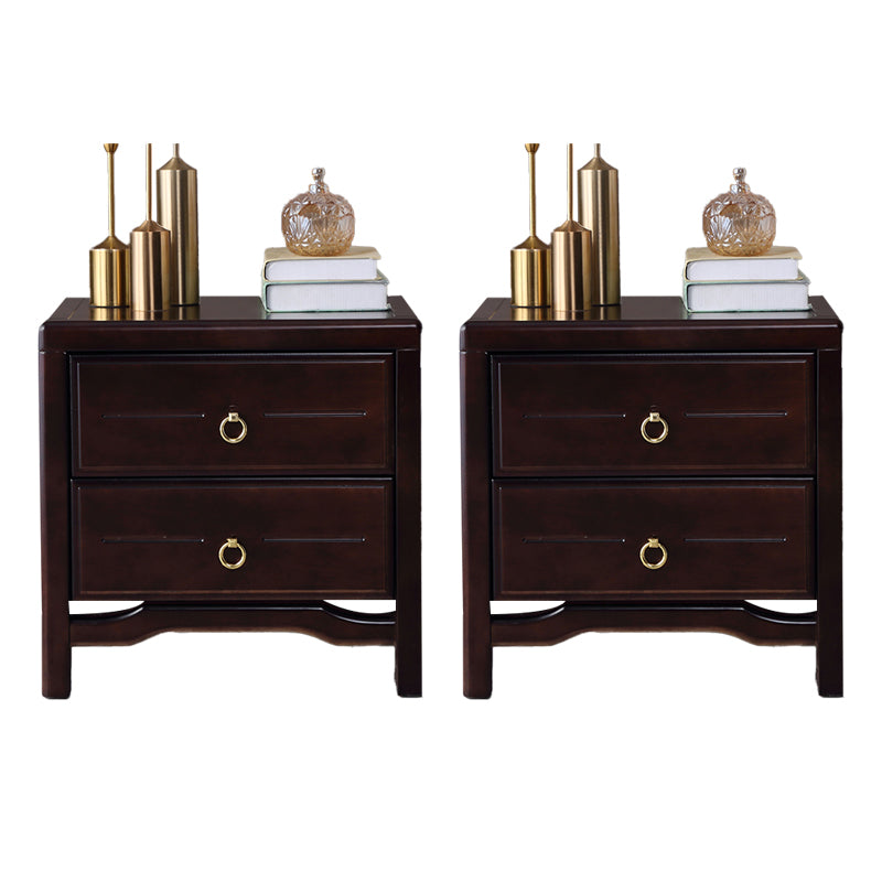 Traditional Accent Table Nightstand Antique Finish Drawer Storage Bed Nightstand Dark Brown 2 Piece Set Clearhalo 'Bedroom Furniture' 'furn' 'furn_night_stand' 'Furniture' 'night_stand' 'Nightstands' 6822568