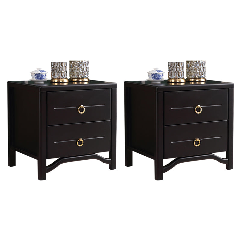 Traditional Accent Table Nightstand Antique Finish Drawer Storage Bed Nightstand Black 2 Piece Set Clearhalo 'Bedroom Furniture' 'furn' 'furn_night_stand' 'Furniture' 'night_stand' 'Nightstands' 6822572