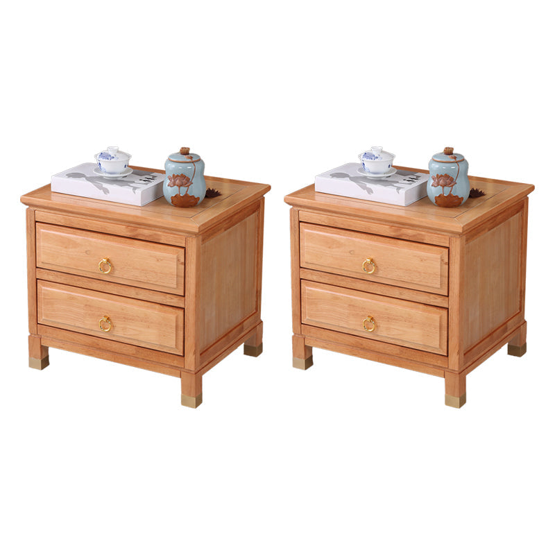 Traditional Accent Table Nightstand Antique Finish Drawer Storage Bed Nightstand 20"L x 17"W x 19"H Natural 2 Piece Set Clearhalo 'Bedroom Furniture' 'furn' 'furn_night_stand' 'Furniture' 'night_stand' 'Nightstands' 6822574