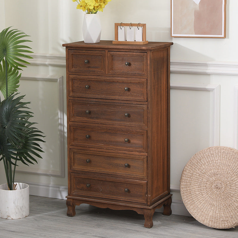 13.65/13.45 Inch Width Storage Chest American Traditional Storage Chest Dresser 24"L x 14"W x 43"H Brown Clearhalo 'Bedroom Furniture' 'Dressers & Chests' 'dressers_chests' 'furn' 'furn_dressers_chests' 'Furniture' 6822743