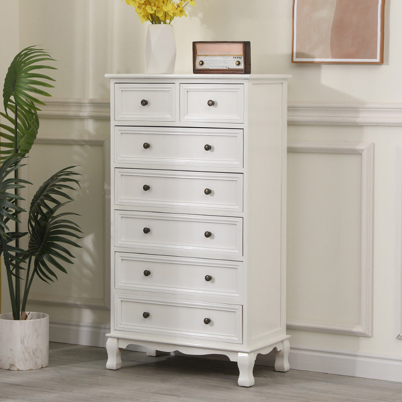 13.65/13.45 Inch Width Storage Chest American Traditional Storage Chest Dresser 24"L x 14"W x 43"H White Clearhalo 'Bedroom Furniture' 'Dressers & Chests' 'dressers_chests' 'furn' 'furn_dressers_chests' 'Furniture' 6822758