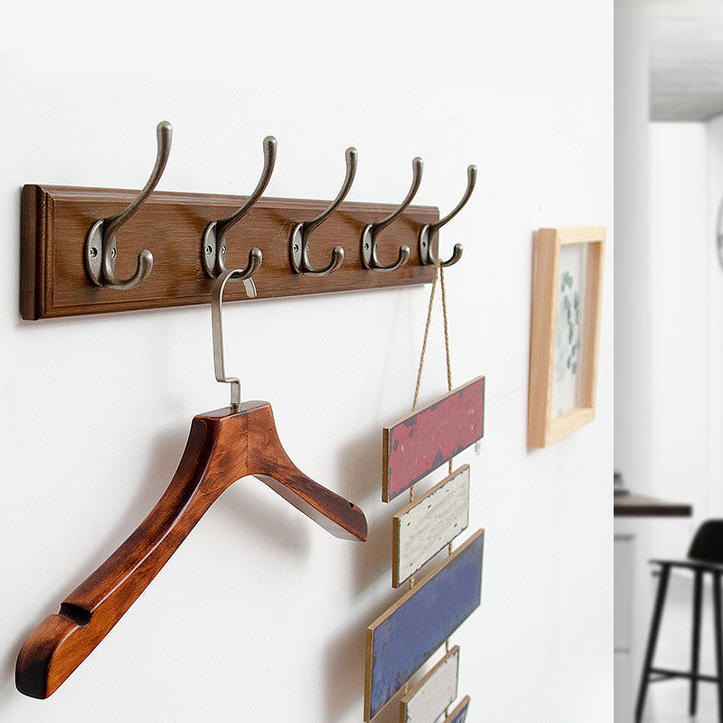 Brown Wooden Coat Hanger Modern Style Minimalist Home Wall Hanging Coat Rack 1 Piece 5 Clearhalo 'Entry & Mudroom Furniture' 'furn' 'furn_hall_tree_coat_racks' 'Furniture' 'Hall Trees & Coat Racks' 'hall_tree_coat_racks' 6823081