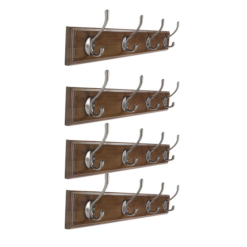 Brown Wooden Coat Hanger Modern Style Minimalist Home Wall Hanging Coat Rack 4 Piece Set 4 Clearhalo 'Entry & Mudroom Furniture' 'furn' 'furn_hall_tree_coat_racks' 'Furniture' 'Hall Trees & Coat Racks' 'hall_tree_coat_racks' 6823092
