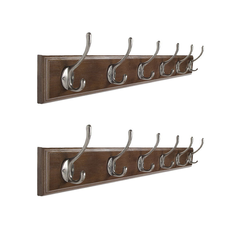 Brown Wooden Coat Hanger Modern Style Minimalist Home Wall Hanging Coat Rack 2 Piece Set 6 Clearhalo 'Entry & Mudroom Furniture' 'furn' 'furn_hall_tree_coat_racks' 'Furniture' 'Hall Trees & Coat Racks' 'hall_tree_coat_racks' 6823098