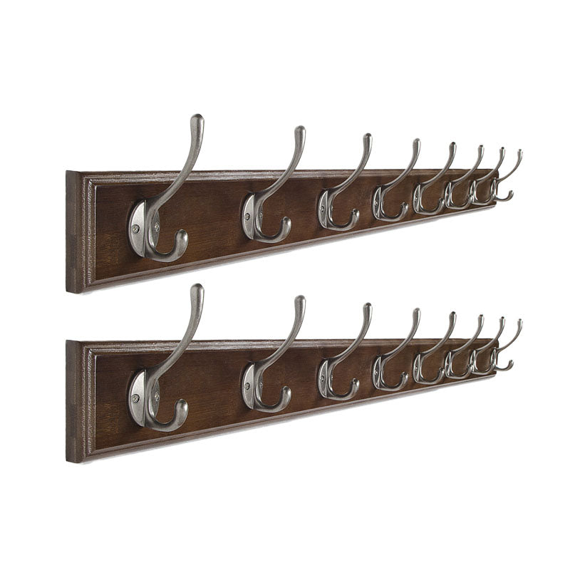 Brown Wooden Coat Hanger Modern Style Minimalist Home Wall Hanging Coat Rack 2 Piece Set 8 Clearhalo 'Entry & Mudroom Furniture' 'furn' 'furn_hall_tree_coat_racks' 'Furniture' 'Hall Trees & Coat Racks' 'hall_tree_coat_racks' 6823102