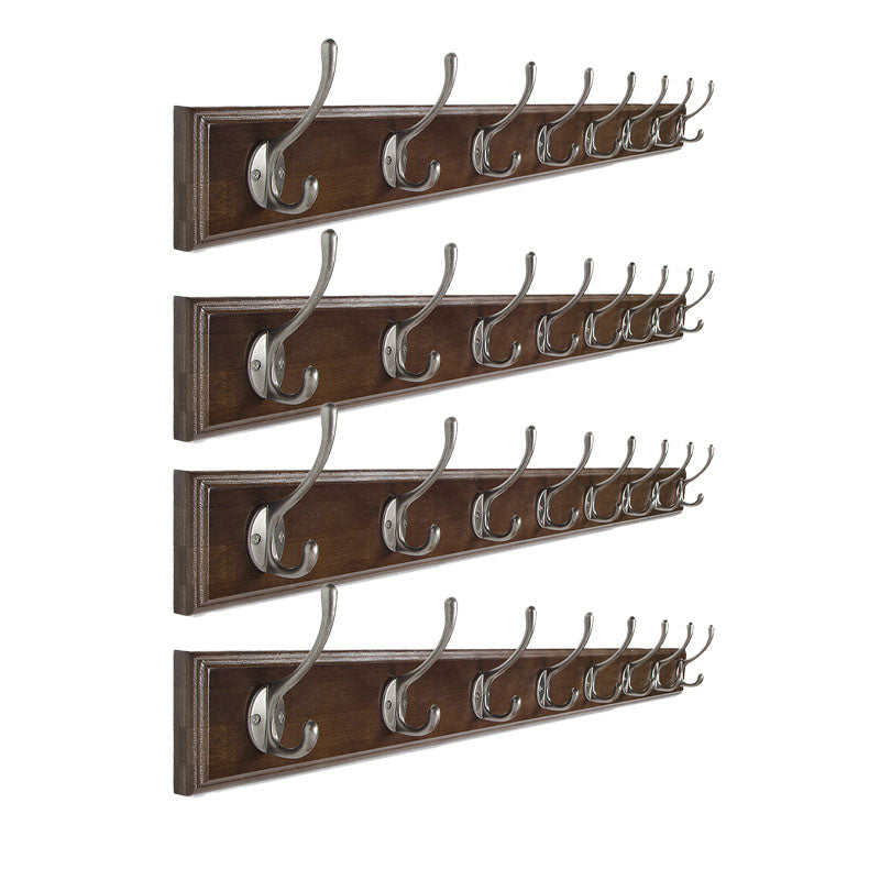 Brown Wooden Coat Hanger Modern Style Minimalist Home Wall Hanging Coat Rack 4 Piece Set 8 Clearhalo 'Entry & Mudroom Furniture' 'furn' 'furn_hall_tree_coat_racks' 'Furniture' 'Hall Trees & Coat Racks' 'hall_tree_coat_racks' 6823103