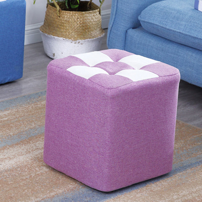 Modern Square Pouf Wooden Frame Cotton Pouf for Drawing Room Purple 1 Piece Clearhalo 'furn' 'furn_ottomans_poufs' 'Furniture' 'Living Room Furniture' 'Ottomans & Poufs' 'ottomans_poufs' 6823127