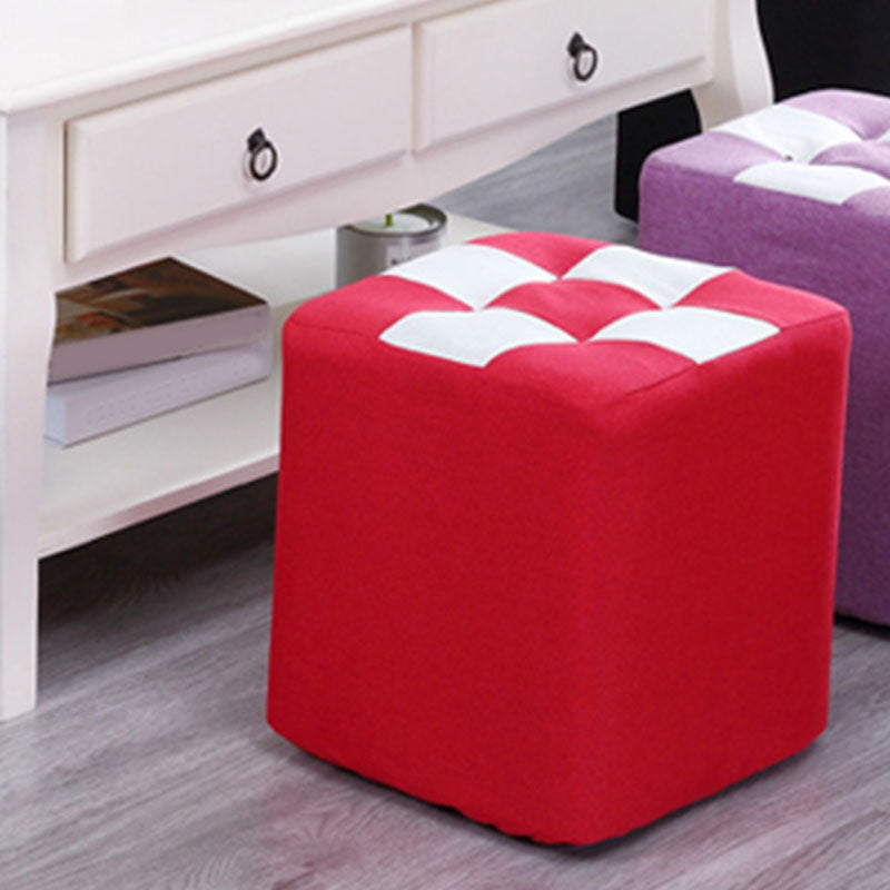 Modern Square Pouf Wooden Frame Cotton Pouf for Drawing Room Red 1 Piece Clearhalo 'furn' 'furn_ottomans_poufs' 'Furniture' 'Living Room Furniture' 'Ottomans & Poufs' 'ottomans_poufs' 6823129