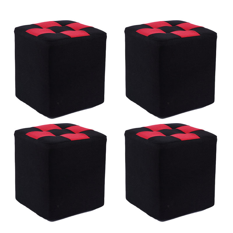 Modern Square Pouf Wooden Frame Cotton Pouf for Drawing Room Black 4 Piece Set Clearhalo 'furn' 'furn_ottomans_poufs' 'Furniture' 'Living Room Furniture' 'Ottomans & Poufs' 'ottomans_poufs' 6823144