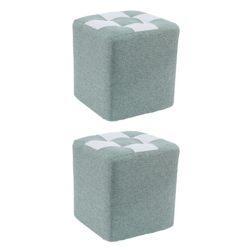 Modern Square Pouf Wooden Frame Cotton Pouf for Drawing Room Mint Green 2 Piece Set Clearhalo 'furn' 'furn_ottomans_poufs' 'Furniture' 'Living Room Furniture' 'Ottomans & Poufs' 'ottomans_poufs' 6823146