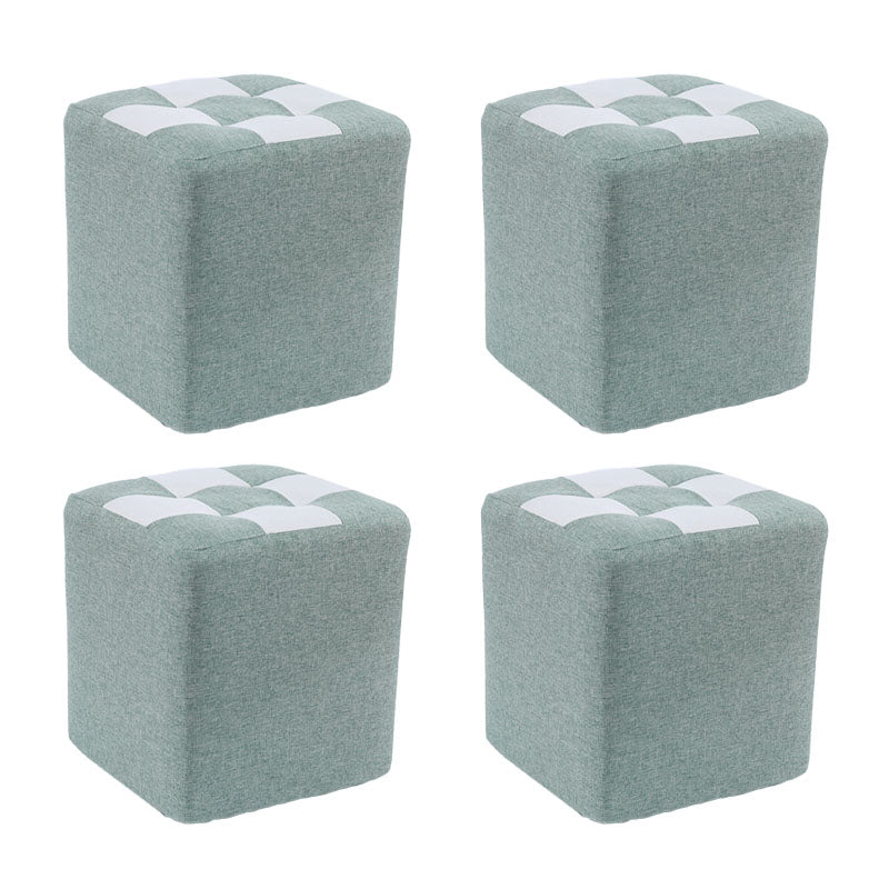 Modern Square Pouf Wooden Frame Cotton Pouf for Drawing Room Mint Green 4 Piece Set Clearhalo 'furn' 'furn_ottomans_poufs' 'Furniture' 'Living Room Furniture' 'Ottomans & Poufs' 'ottomans_poufs' 6823147