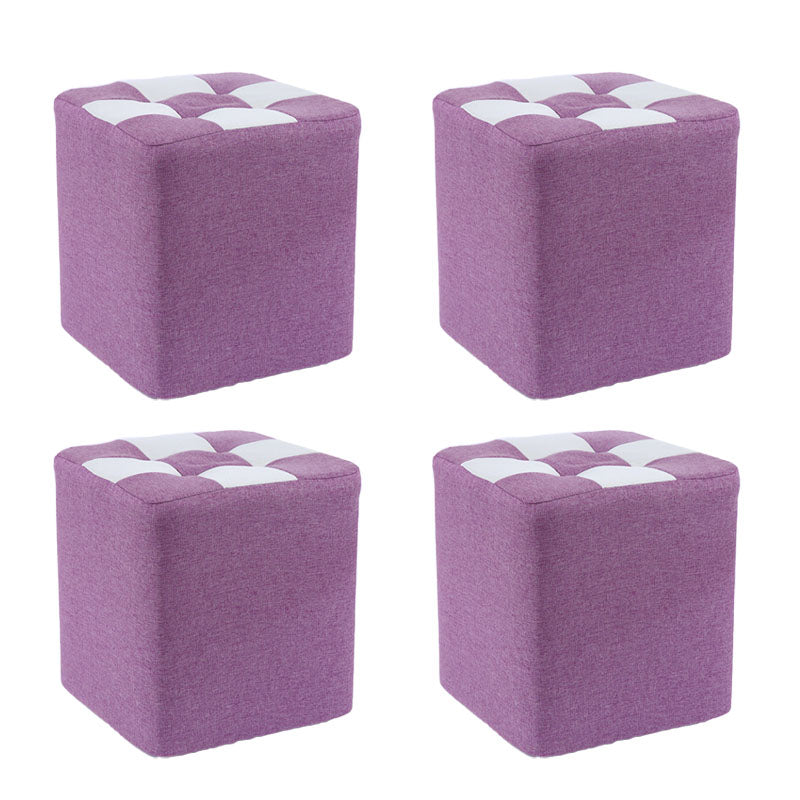 Modern Square Pouf Wooden Frame Cotton Pouf for Drawing Room Purple 4 Piece Set Clearhalo 'furn' 'furn_ottomans_poufs' 'Furniture' 'Living Room Furniture' 'Ottomans & Poufs' 'ottomans_poufs' 6823151
