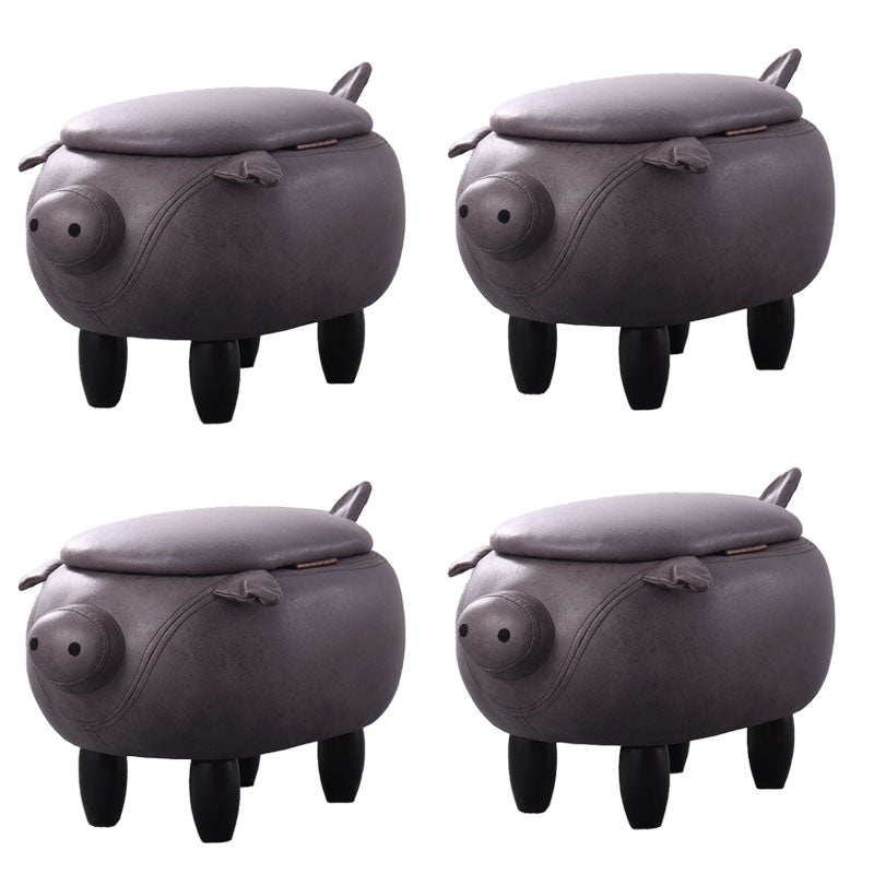 Modern Standard Pig Water Resistant Standard for Living Room Light Gray-Black 4 Piece Set Clearhalo 'furn' 'furn_ottomans_poufs' 'Furniture' 'Living Room Furniture' 'Ottomans & Poufs' 'ottomans_poufs' 6823173