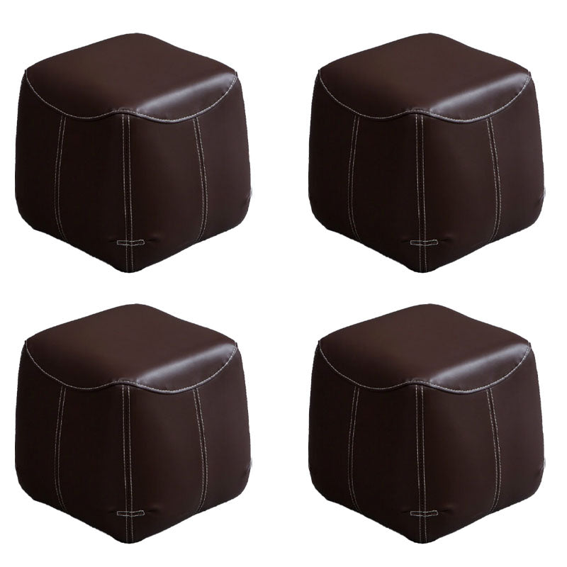Mid-Century Modern Ottoman Genuine Leather Upholstered Solid Color Square Ottoman Tan 4 Piece Set Clearhalo 'furn' 'furn_ottomans_poufs' 'Furniture' 'Living Room Furniture' 'Ottomans & Poufs' 'ottomans_poufs' 6823199