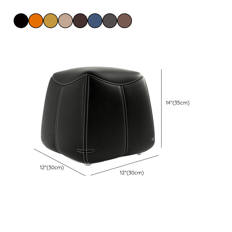 Mid-Century Modern Ottoman Genuine Leather Upholstered Solid Color Square Ottoman Clearhalo 'furn' 'furn_ottomans_poufs' 'Furniture' 'Living Room Furniture' 'Ottomans & Poufs' 'ottomans_poufs' 6823218
