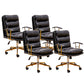 Modern Faux Leather Task Chair Fixed Arms Desk Chair for Office