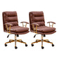 Modern Faux Leather Task Chair Fixed Arms Desk Chair for Office