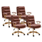 Modern Faux Leather Task Chair Fixed Arms Desk Chair for Office