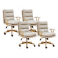 Modern Faux Leather Task Chair Fixed Arms Desk Chair for Office