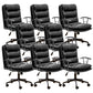 Modern Faux Leather Task Chair Fixed Arms Desk Chair for Office