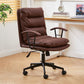 Modern Faux Leather Task Chair Fixed Arms Desk Chair for Office