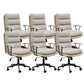 Modern Faux Leather Task Chair Fixed Arms Desk Chair for Office