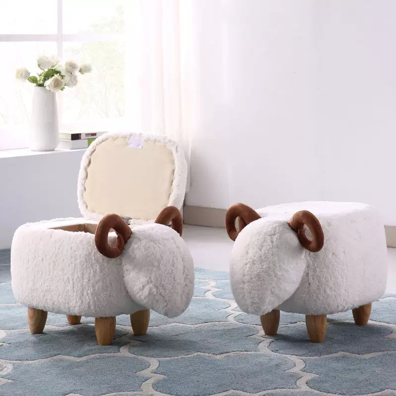White Modern Standard Trea Resistant Sheep Shape Standard for Living Room Clearhalo 'furn' 'furn_ottomans_poufs' 'Furniture' 'Living Room Furniture' 'Ottomans & Poufs' 'ottomans_poufs' 6824656