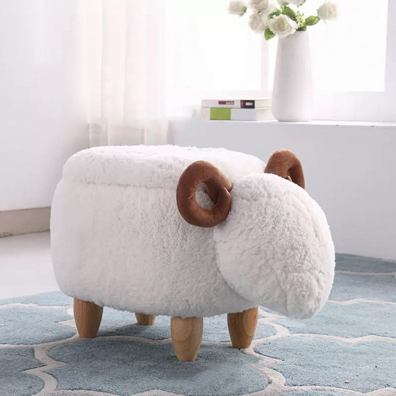 White Modern Standard Trea Resistant Sheep Shape Standard for Living Room White 1 Piece Clearhalo 'furn' 'furn_ottomans_poufs' 'Furniture' 'Living Room Furniture' 'Ottomans & Poufs' 'ottomans_poufs' 6824661